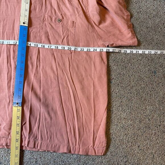 Calypso Joe WashableSilk Men XL ButtonUp Hawaiian Shirt Short Sleeve Rust Orange - Picture 2 of 7